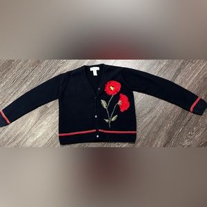 Vintage Women’s Jones New York Poppy Flower Cardigan Size: Medium